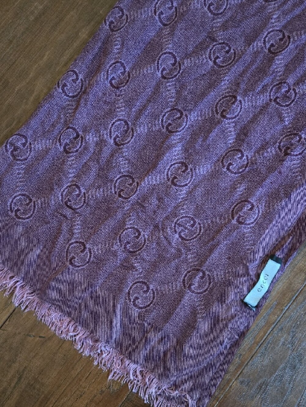 Gucci Purple Logo Jacquard Wrap Scarf